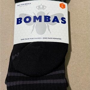 3 pairs Bombas Black and Dark Gray Striped Ankle Socks - Large